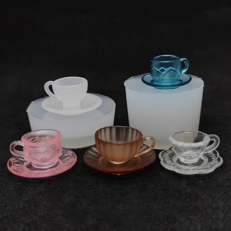Miniature Terrain Set - 1 ชุด Dollhouse Miniature ถ้วยชาแม่พิมพ์ซิลิโคน UV