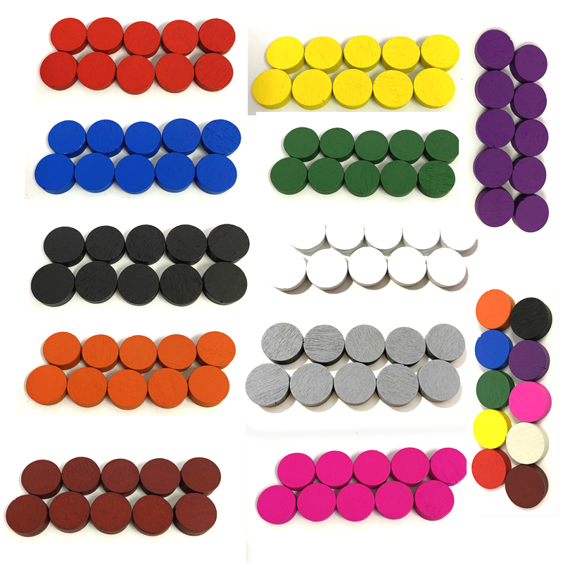 Board Game Verdant - 100 ชิ้นเส้นผ่านศูนย์กลาง 15*5 มม.ไม้ Pawn เกมชิ้นหมากรุกที่มีสีสันสําหรับ