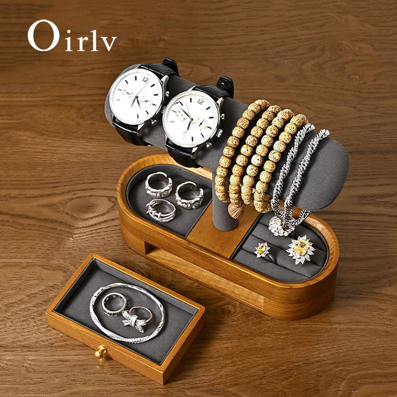 Token Tray Organizer - Oirlv ไม้เนื้อแข็งนาฬิกาออแกไนเซอร์ชั้นวาง T-bar นาฬิกาผู้ถือออแกไนเซอร์ตู้โชว์สร้อยข้อมือกําไลข้อมือเครื่องประดับยืนแสดงนาฬิกาการจัดเก็บ