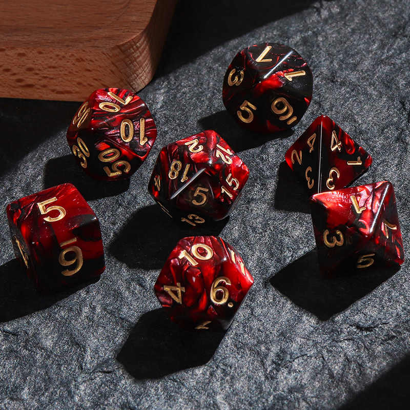 Board Game Ludo - Polyhedral ลูกเต๋าคู่สีสีแดงสีดํา DND RPG TRPG เกมชุดลูกเต๋าสําหรับตารางเกม