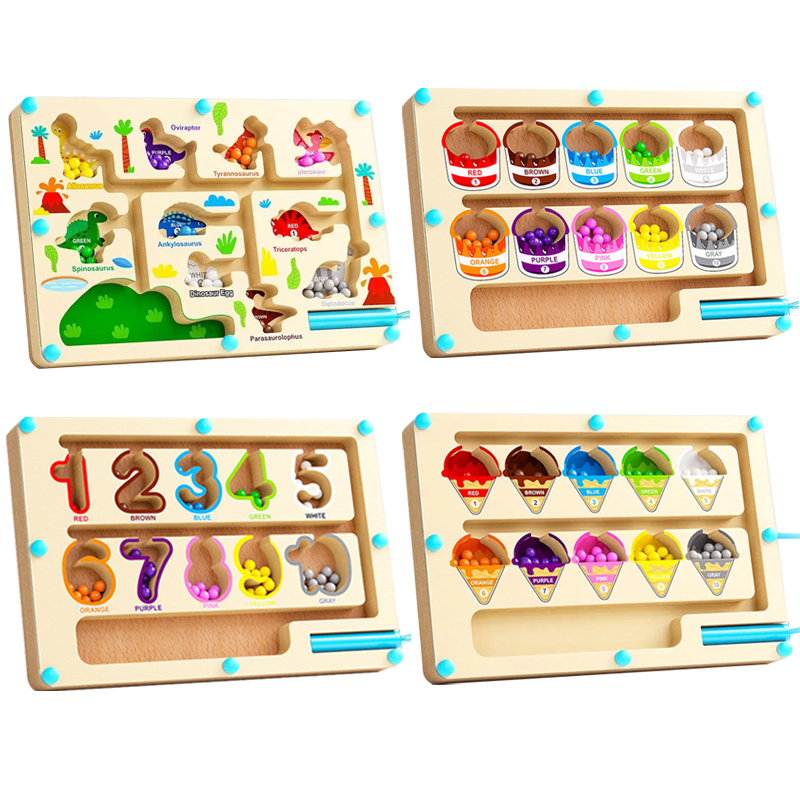 Board Game Qwirkle - แม่เหล็กสีและหมายเลขเขาวงกต Montessori การศึกษาของเล่นปากกาย้ายลูกปัดเกมมอเตอร์ทักษะกิจกรรมของเล่นไม้เด็กของขวัญ
