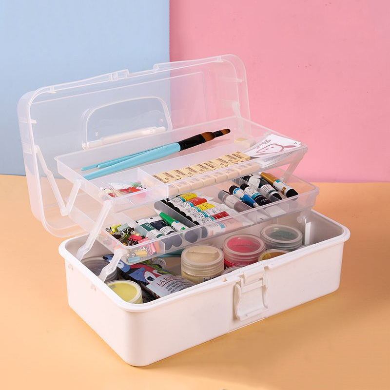 Token Tray Organizer - กล่องเก็บของความจุขนาดใหญ่3ชั้นปิ่นปักผมพลาสติกอเนกประสงค์พับเก็บได้กล่องเก็บเครื่องประดับแต่งเล็บ